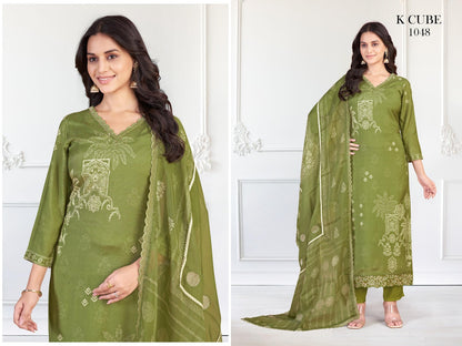 Veena 1048 K Cube Muslin Pant Style Suits Exporter India