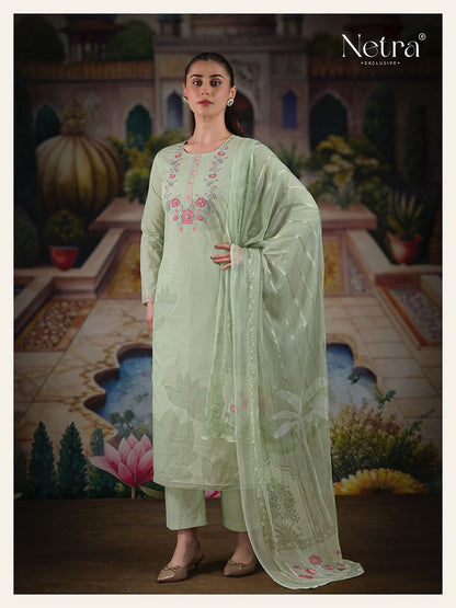 Veena Netra Pure Linen Pant Style Suits Exporter