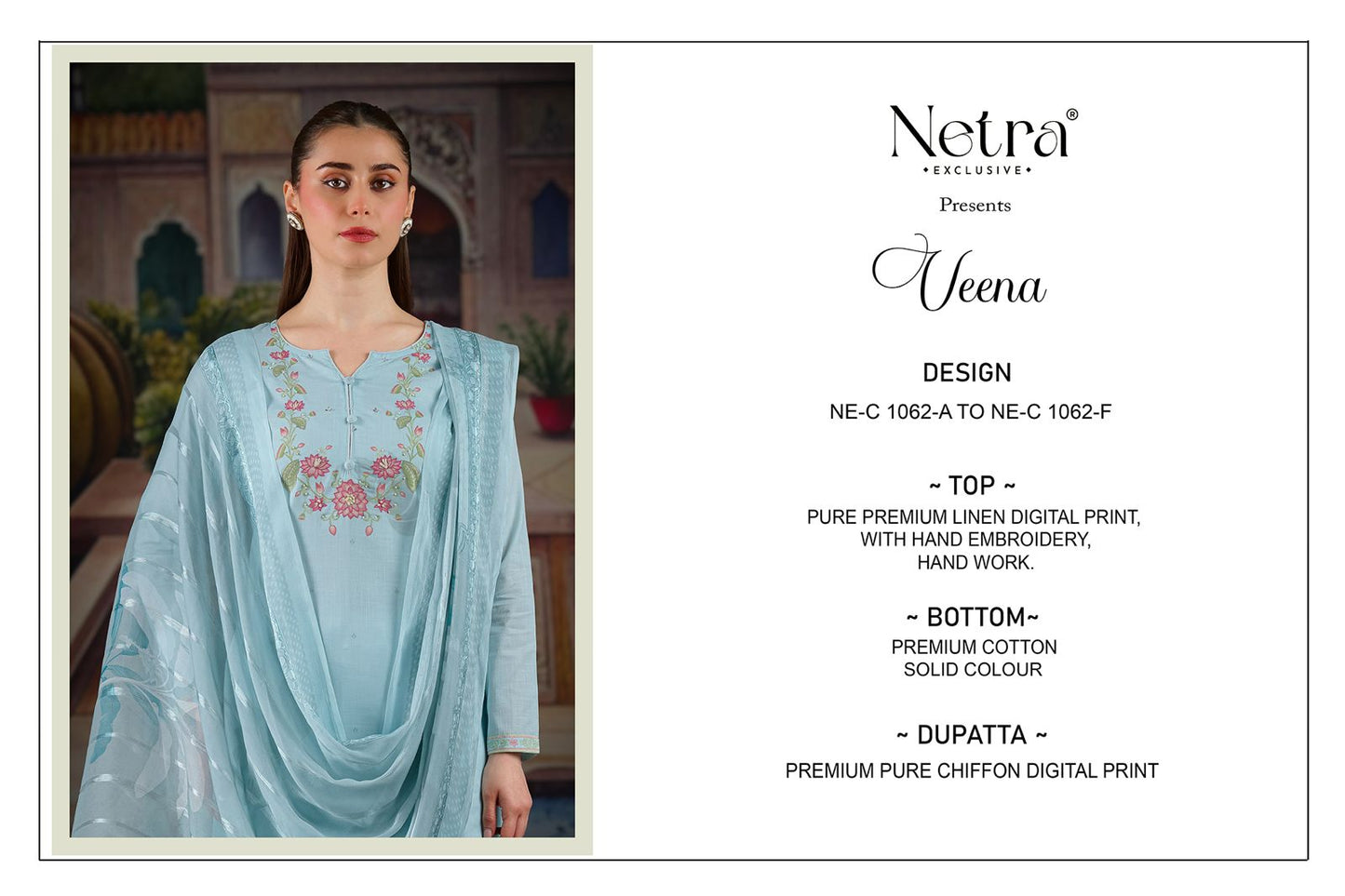 Veena Netra Pure Linen Pant Style Suits Exporter