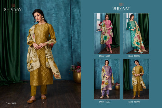 Veena Shivaay Silk Jacquard Pant Style Suits Wholesaler India