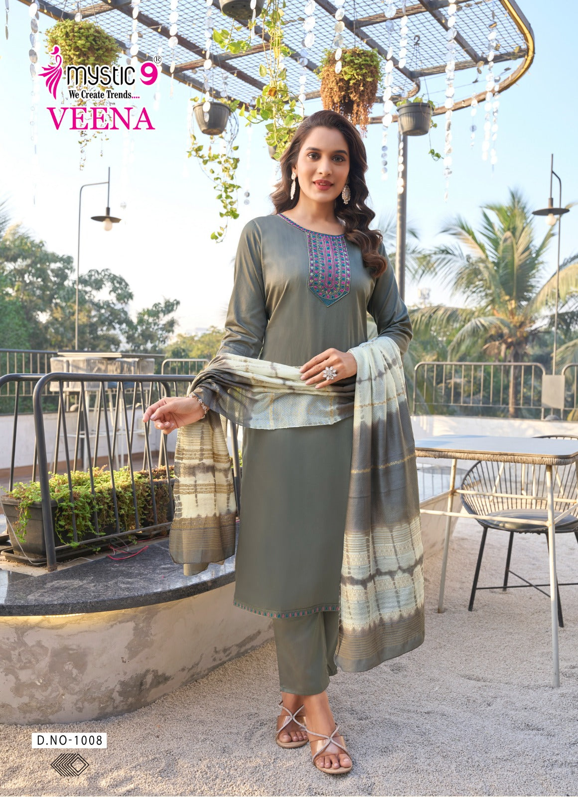 Veena Vol 1 Mystic 9 Jam Satin Readymade Pant Style Suits Wholesaler Ahmedabad