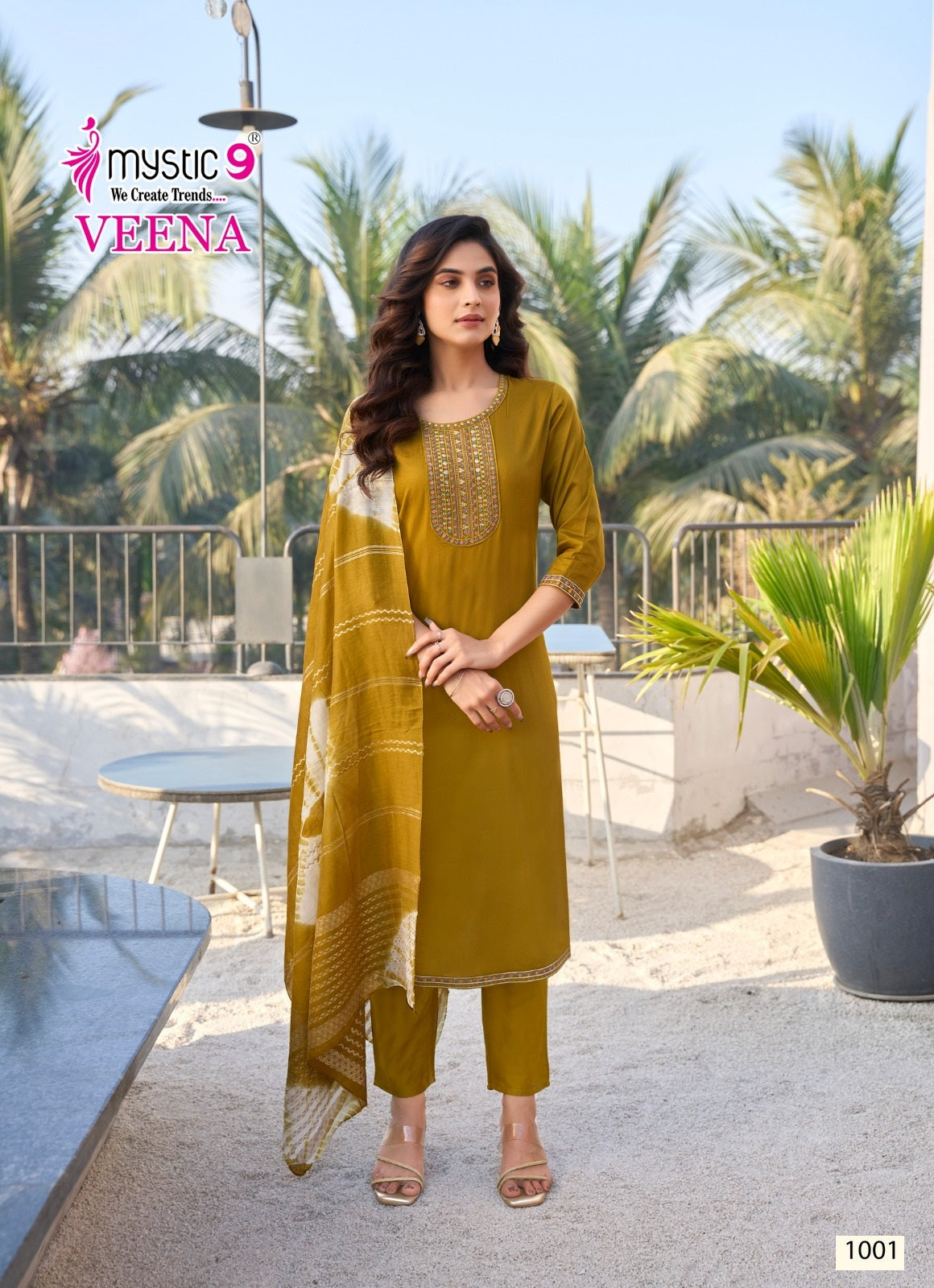 Veena Vol 1 Mystic 9 Jam Satin Readymade Pant Style Suits Wholesaler Ahmedabad