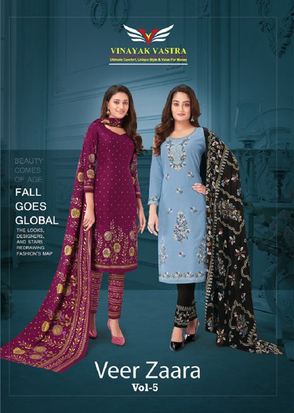 Veer Zaara Vol 5 Vinayak Vastra Rayon Pant Style Suits Exporter Gujarat