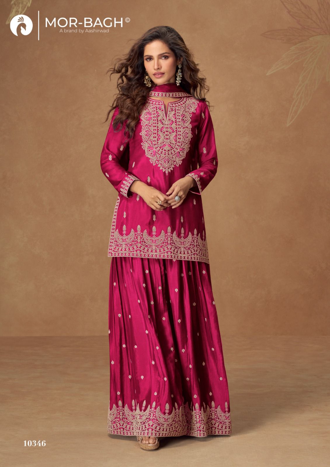 Veera Aashirwad Creation Mor Bagh Chinon Silk Readymade Plazzo Style Suits Manufacturer Ahmedabad