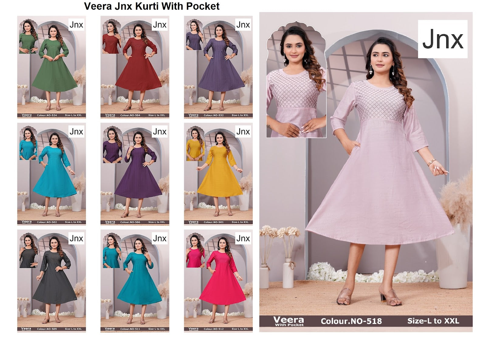 Veera Jnx Vertican Kurti With Pocket Wholesale Price