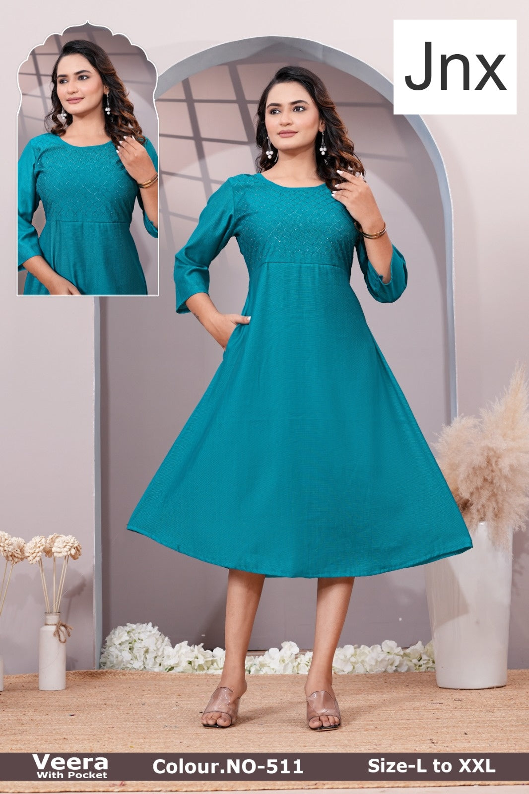 Veera Jnx Vertican Kurti With Pocket Wholesale Price