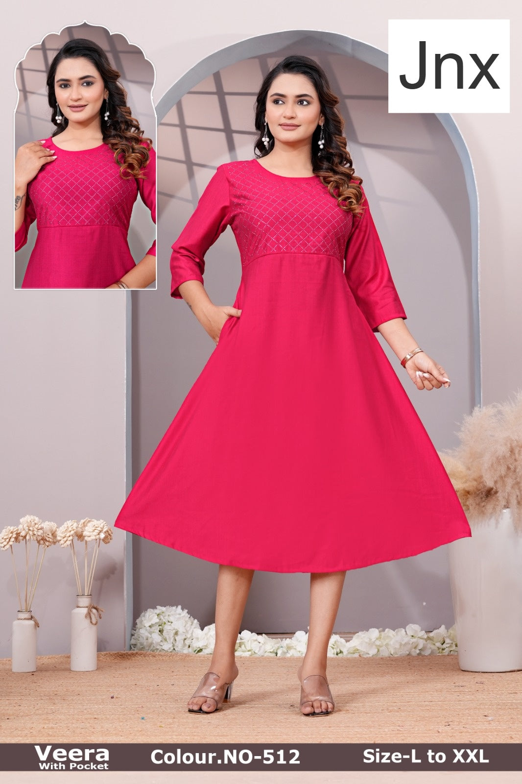 Veera Jnx Vertican Kurti With Pocket Wholesale Price