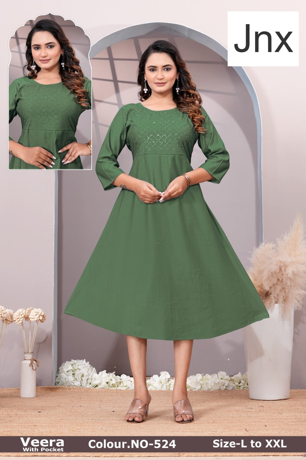 Veera Jnx Vertican Kurti With Pocket Wholesale Price