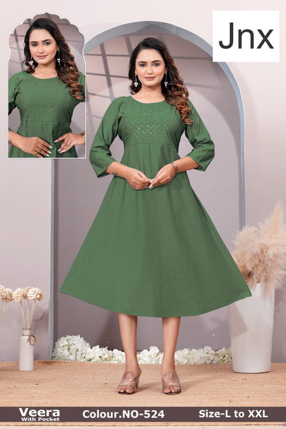 Veera Jnx Vertican Kurti With Pocket Wholesale Price