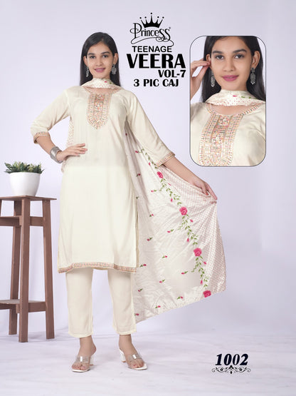 Veera Vol 7 Teenage Princess Creation Rayon Girls Readymade Pant Suits Supplier Gujarat