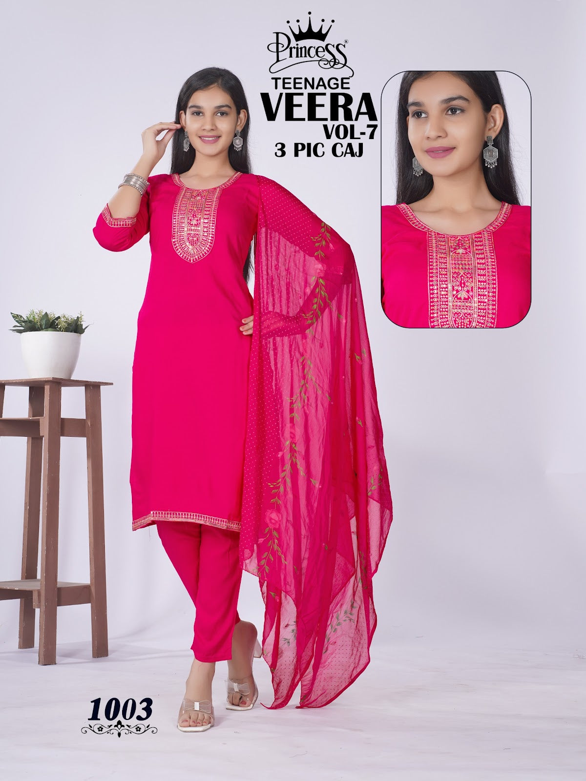 Veera Vol 7 Teenage Princess Creation Rayon Girls Readymade Pant Suits Supplier Gujarat