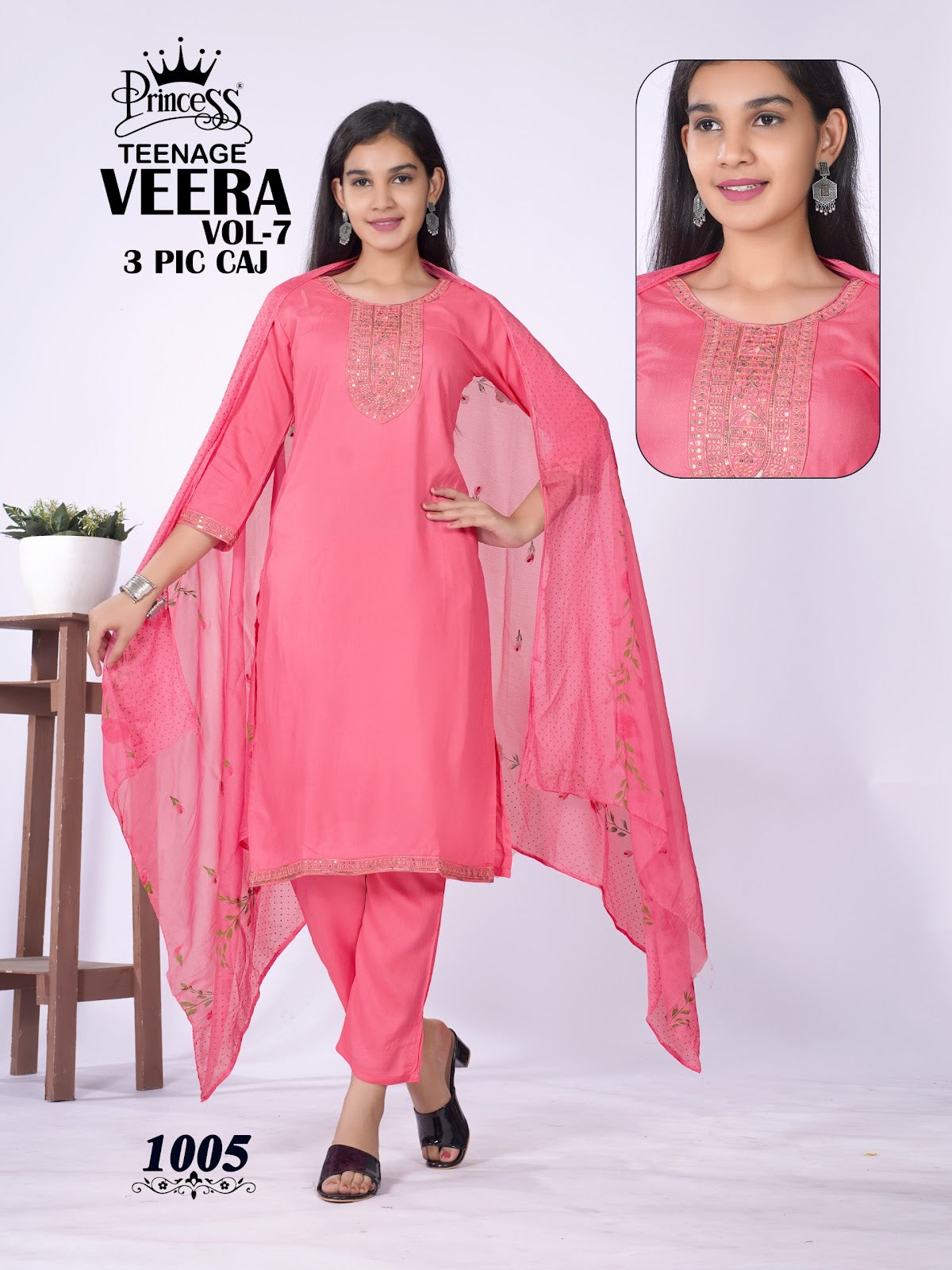 Veera Vol 7 Teenage Princess Creation Rayon Girls Readymade Pant Suits Supplier Gujarat