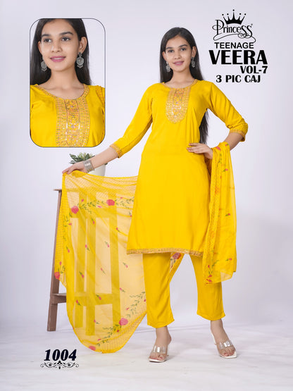 Veera Vol 7 Teenage Princess Creation Rayon Girls Readymade Pant Suits Supplier Gujarat