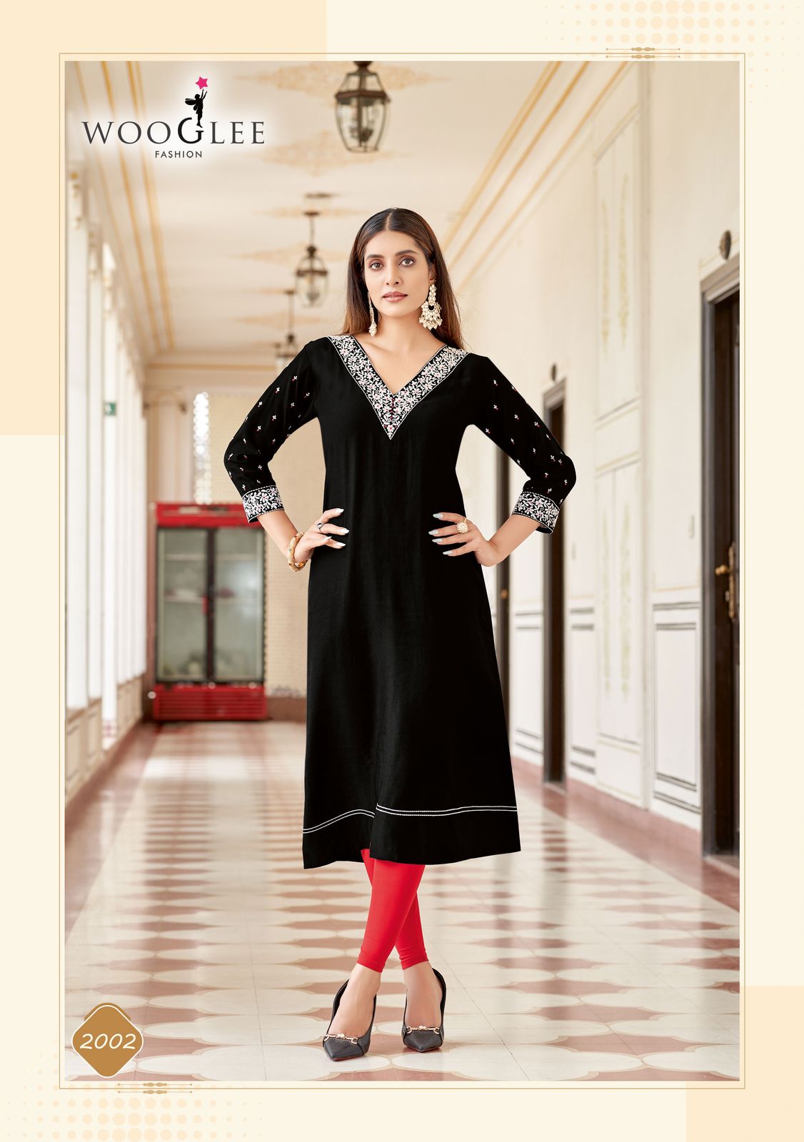 Veera Wooglee Rayon Long Straight Kurti Wholesaler