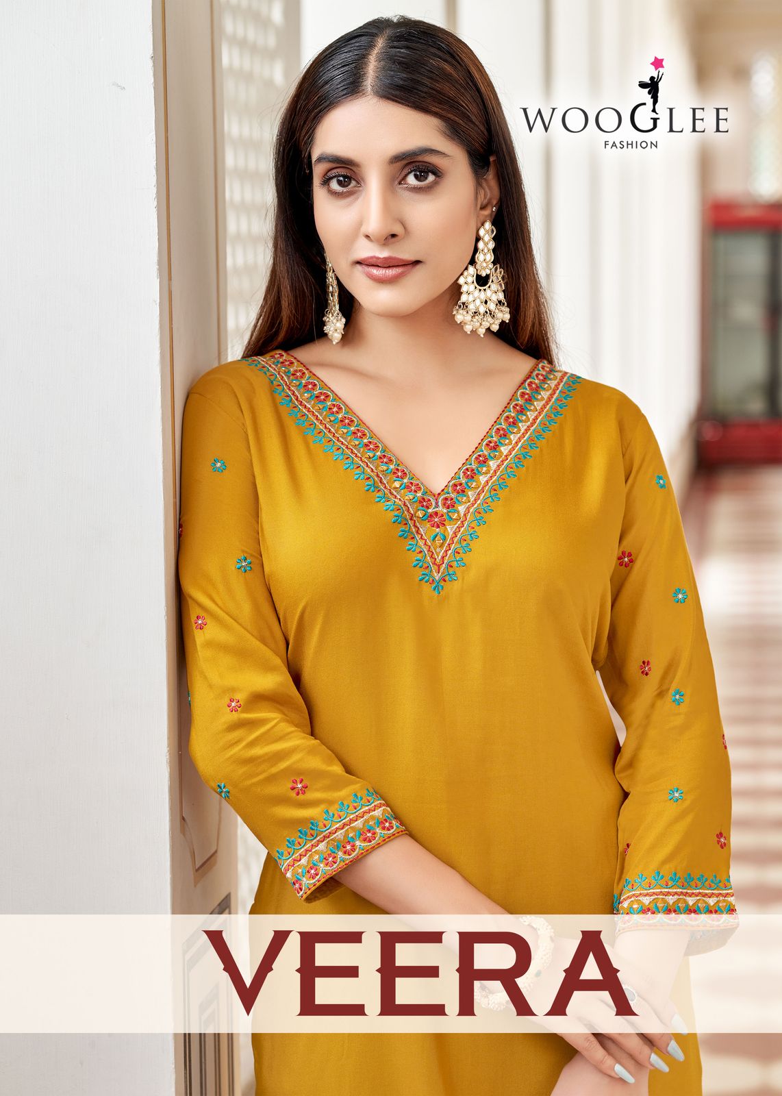 Veera Wooglee Rayon Long Straight Kurti Wholesaler