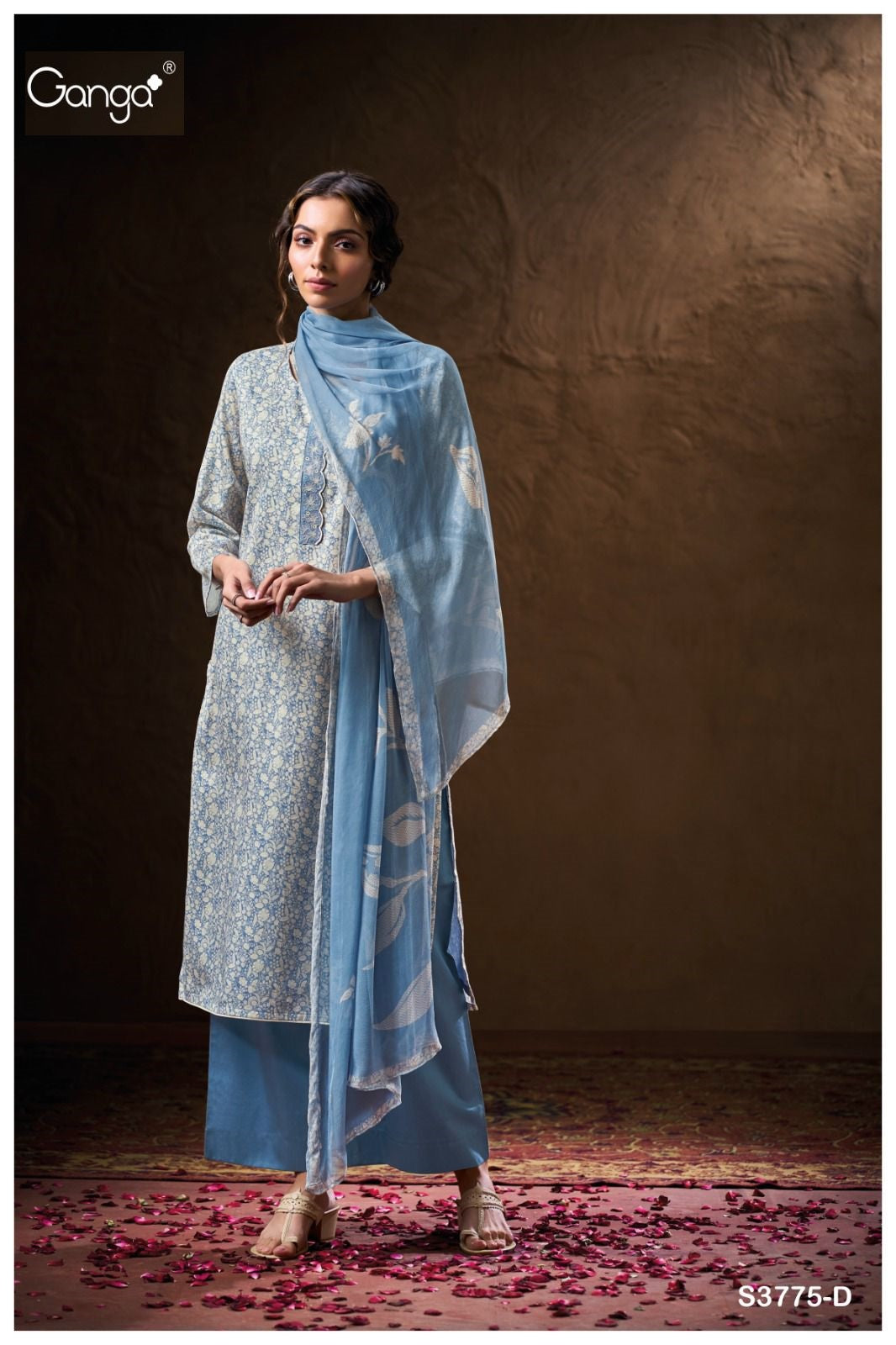 Veeral 3775 Ganga Cotton Satin Plazzo Style Suits Exporter