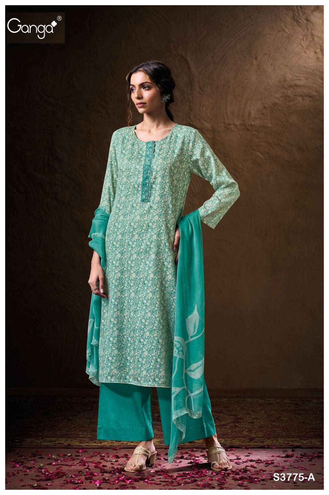 Veeral 3775 Ganga Cotton Satin Plazzo Style Suits Exporter
