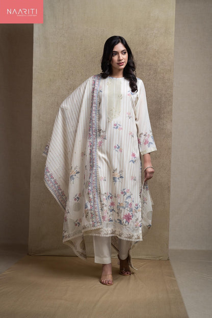 Vega Naariti Mul Chanderi Pant Style Suits Exporter India