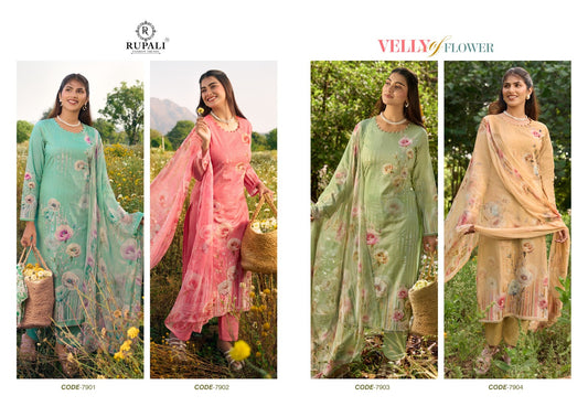 Velly Of Flower Rupali Lawn Cotton Pant Style Suits Wholesaler Gujarat
