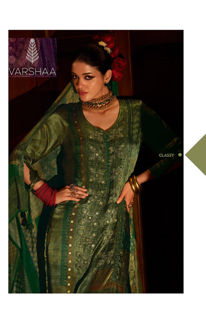 Velour Varshaa Silk Plazzo Style Suits Supplier Ahmedabad