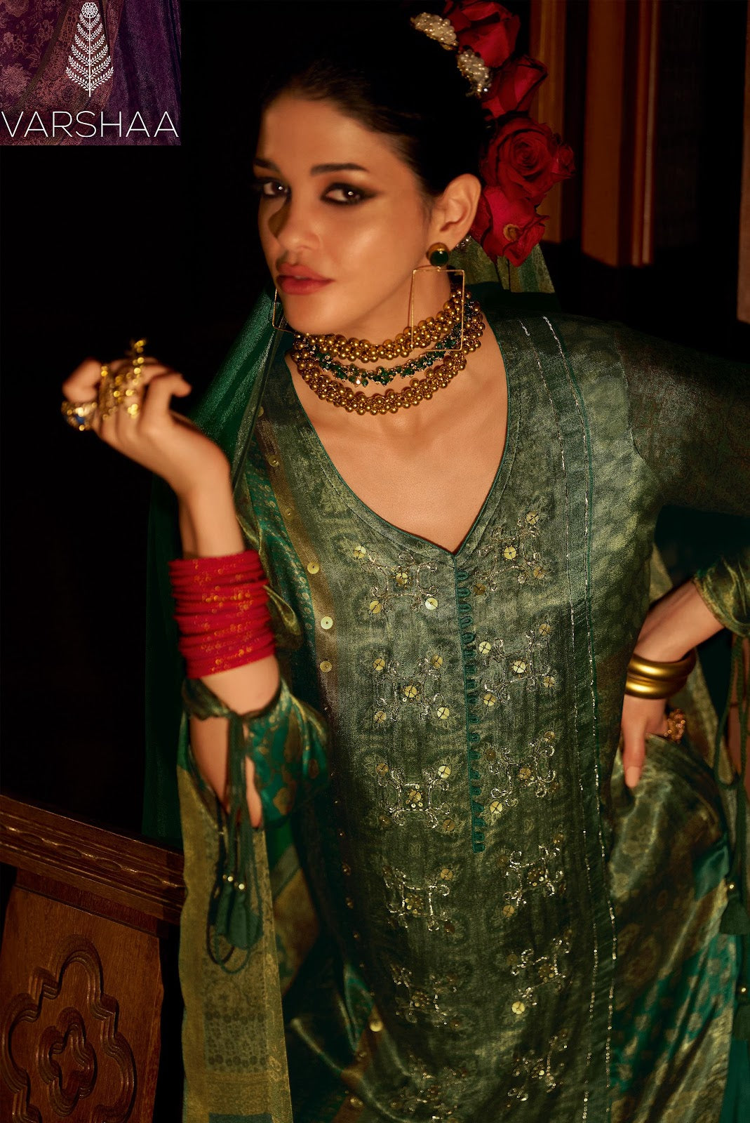 Velour Varshaa Silk Plazzo Style Suits Supplier Ahmedabad