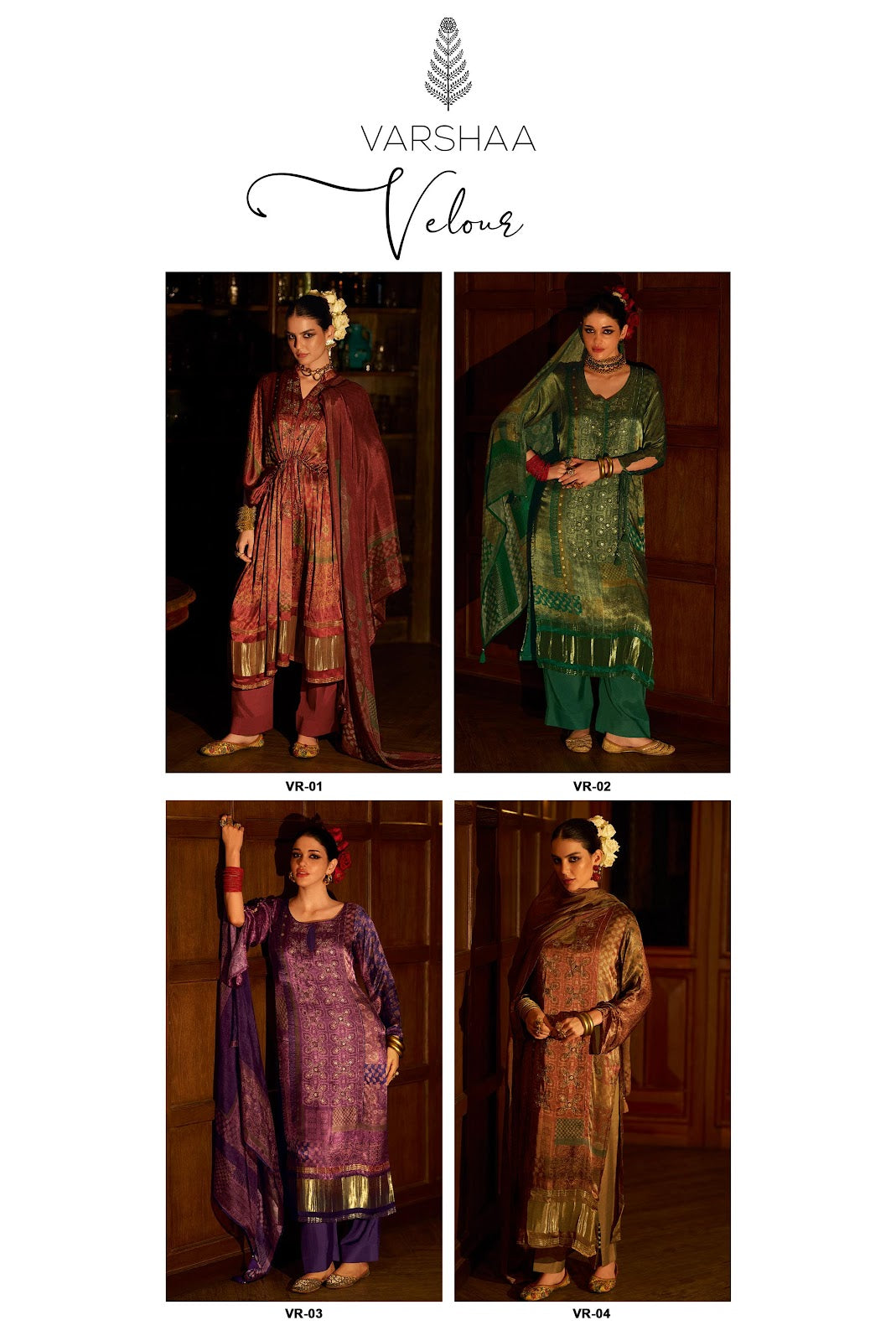Velour Varshaa Silk Plazzo Style Suits Supplier Ahmedabad