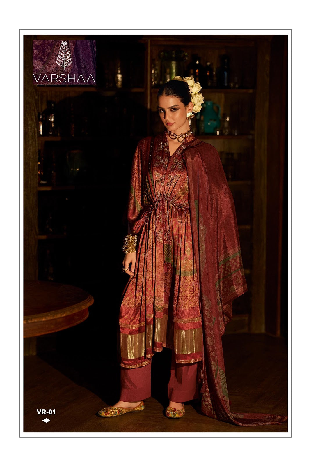 Velour Varshaa Silk Plazzo Style Suits Supplier Ahmedabad