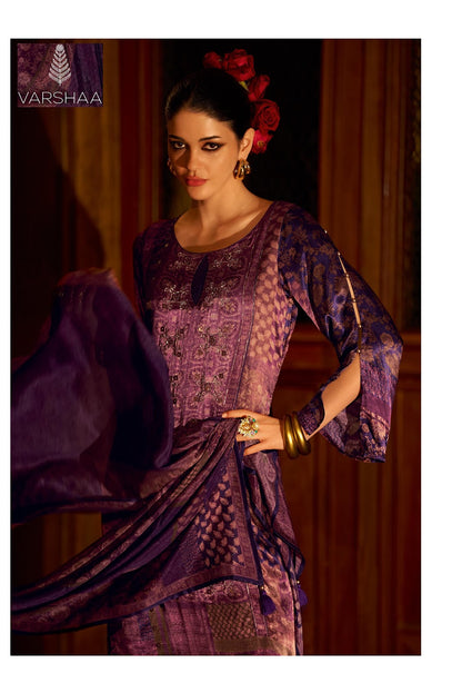 Velour Varshaa Silk Plazzo Style Suits Supplier Ahmedabad