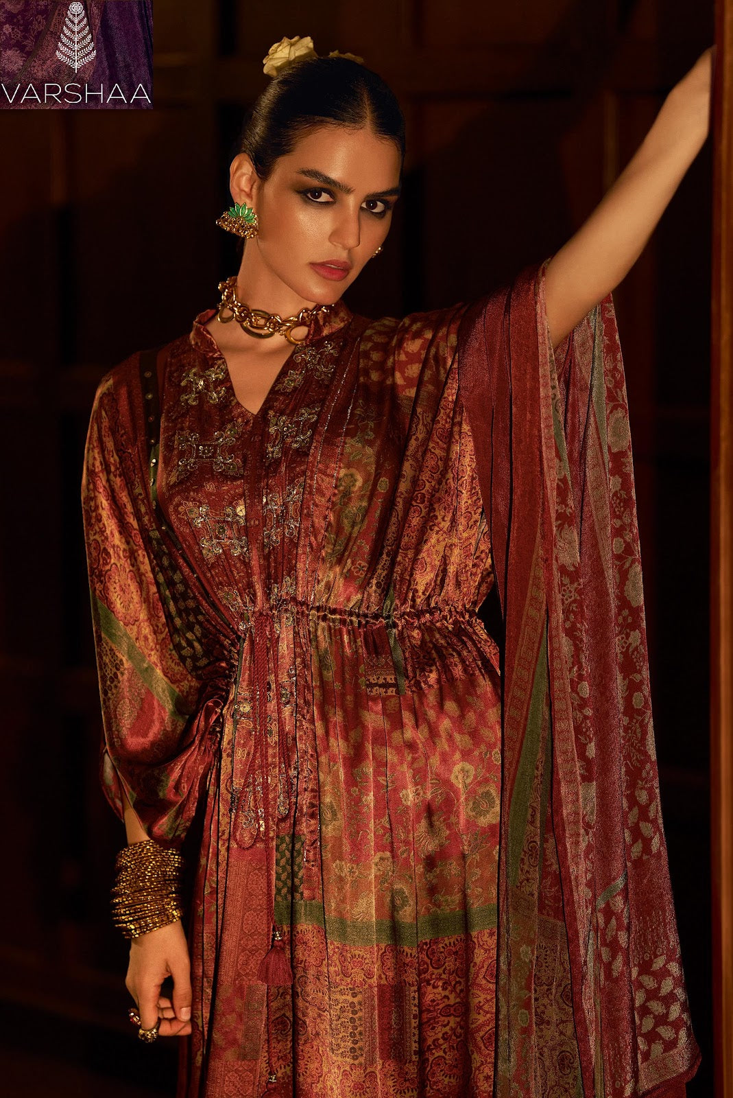 Velour Varshaa Silk Plazzo Style Suits Supplier Ahmedabad