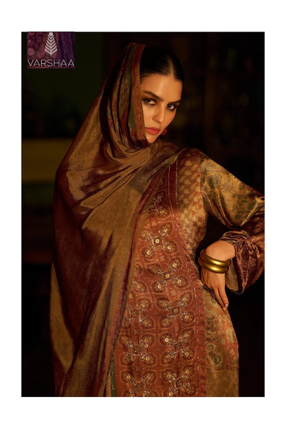 Velour Varshaa Silk Plazzo Style Suits Supplier Ahmedabad