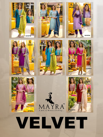 Velvet Mayra Sartin Readymade Pant Style Suits Exporter Ahmedabad