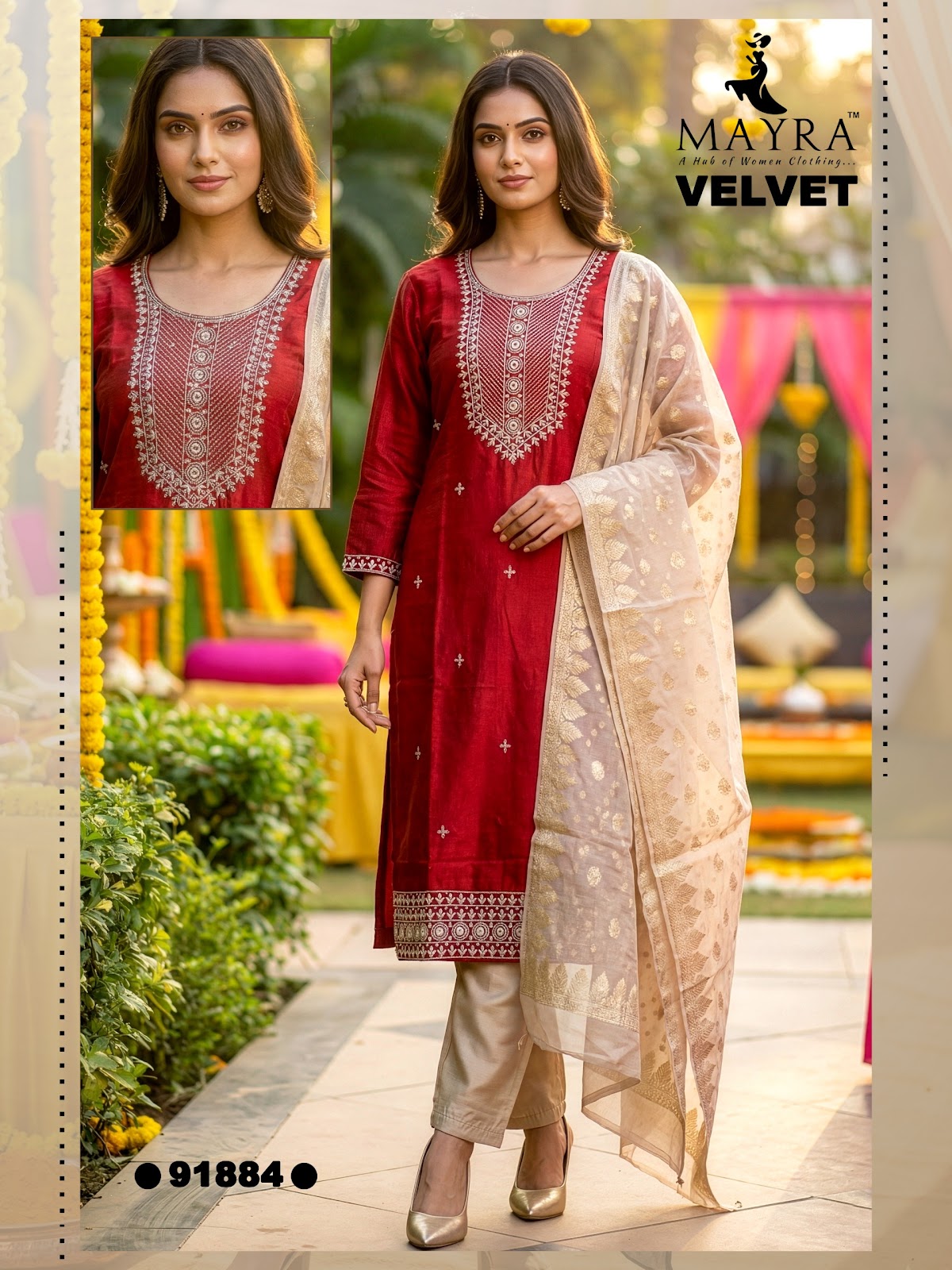Velvet Mayra Sartin Readymade Pant Style Suits Exporter Ahmedabad