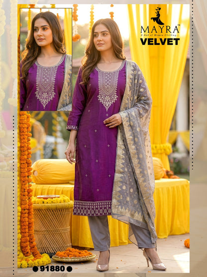 Velvet Mayra Sartin Readymade Pant Style Suits Exporter Ahmedabad