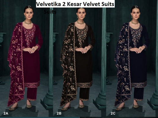 Velvetika 2 Kesar Velvet Suits Wholesaler India