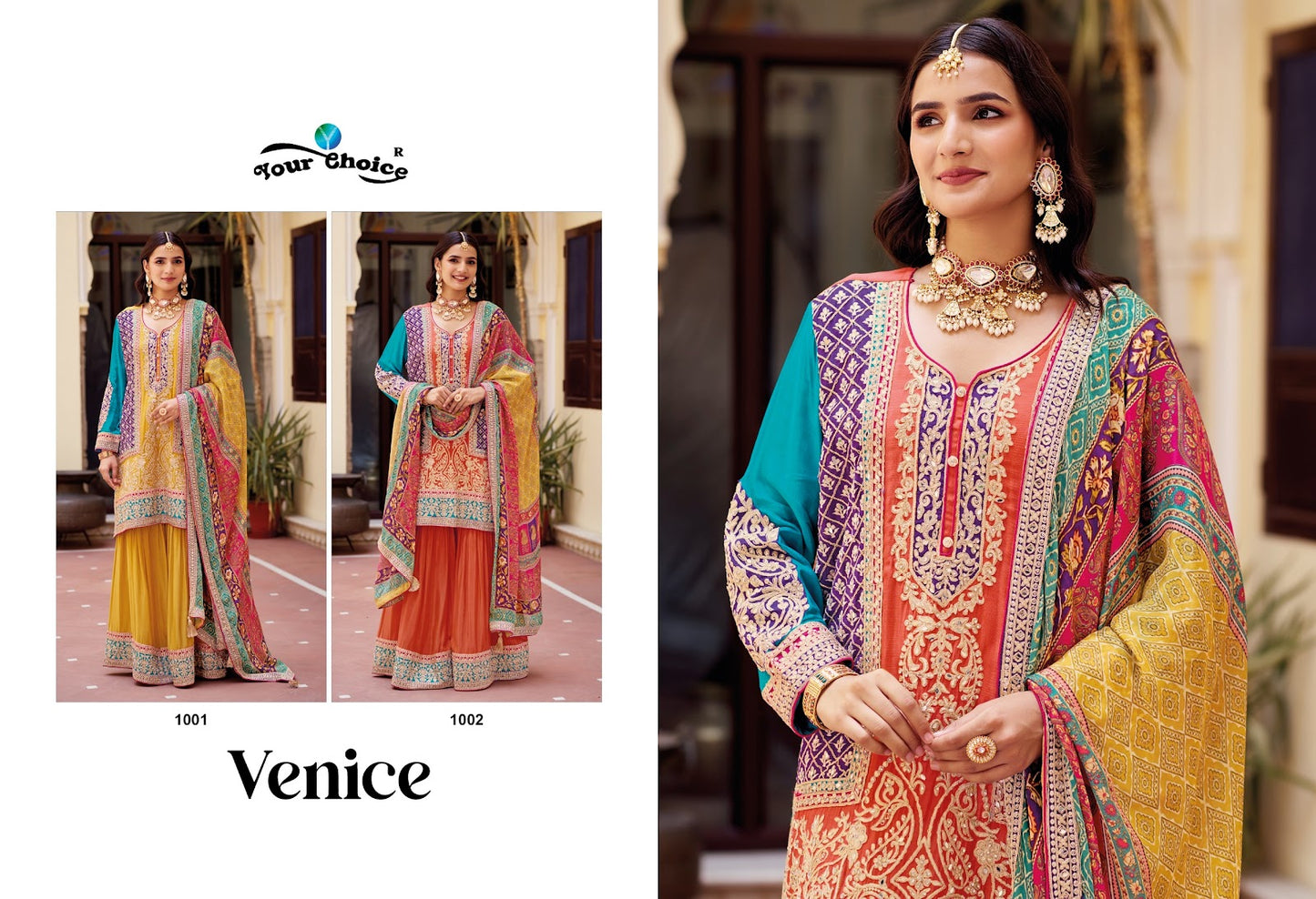 Venic Your Choice Chinon Readymade Sharara Suits Wholesaler