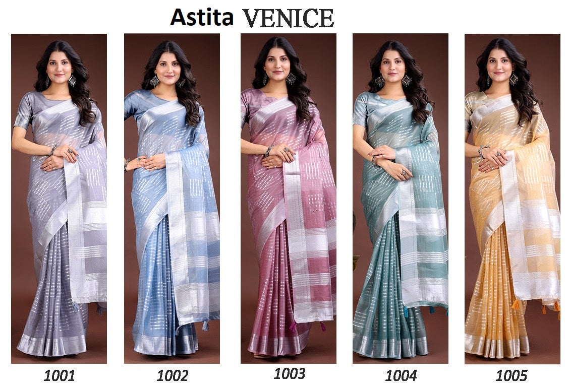 Venice 1001-1005 Astita Organza Sarees Exporter Gujarat