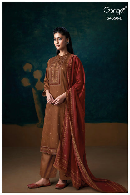 Venisha S4658 Ganga Cotton Satin Pant Style Suits Wholesaler