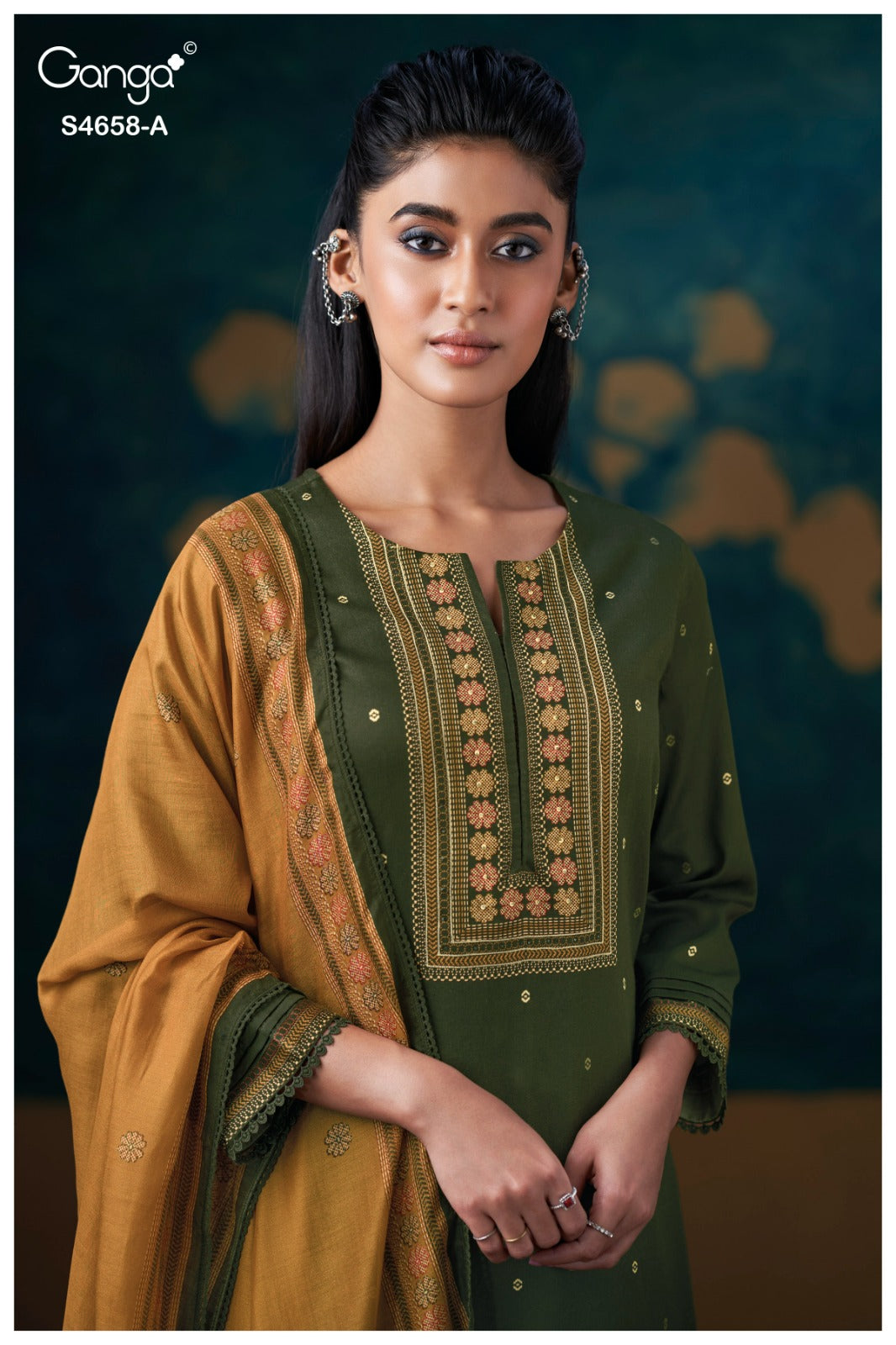 Venisha S4658 Ganga Cotton Satin Pant Style Suits Wholesaler