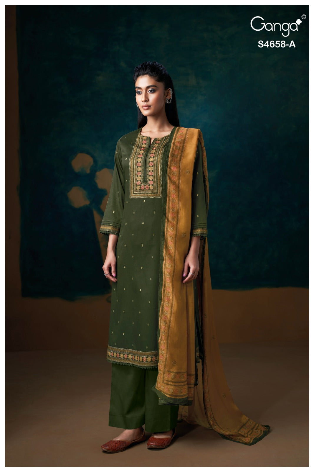Venisha S4658 Ganga Cotton Satin Pant Style Suits Wholesaler