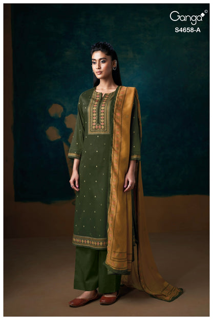 Venisha S4658 Ganga Cotton Satin Pant Style Suits Wholesaler