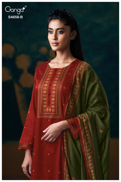 Venisha S4658 Ganga Cotton Satin Pant Style Suits Wholesaler