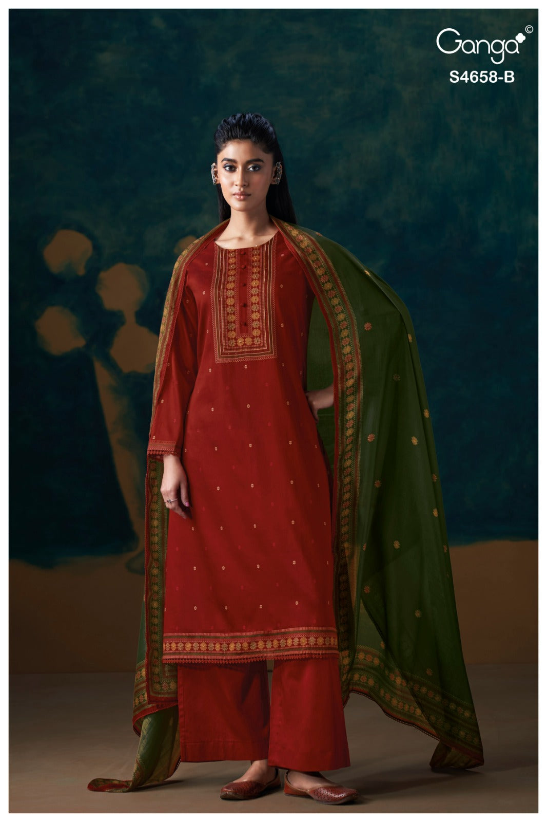 Venisha S4658 Ganga Cotton Satin Pant Style Suits Wholesaler