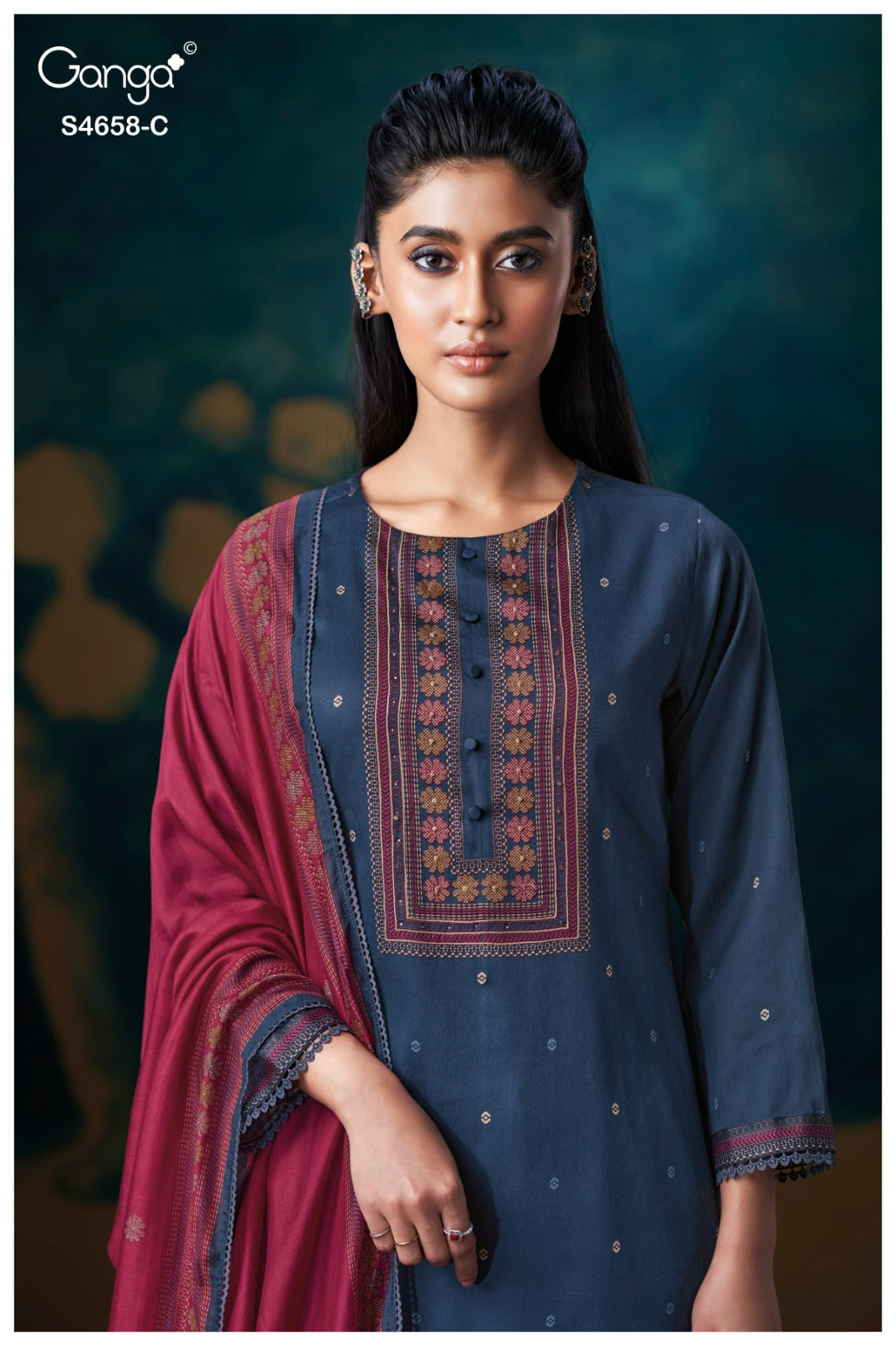 Venisha S4658 Ganga Cotton Satin Pant Style Suits Wholesaler