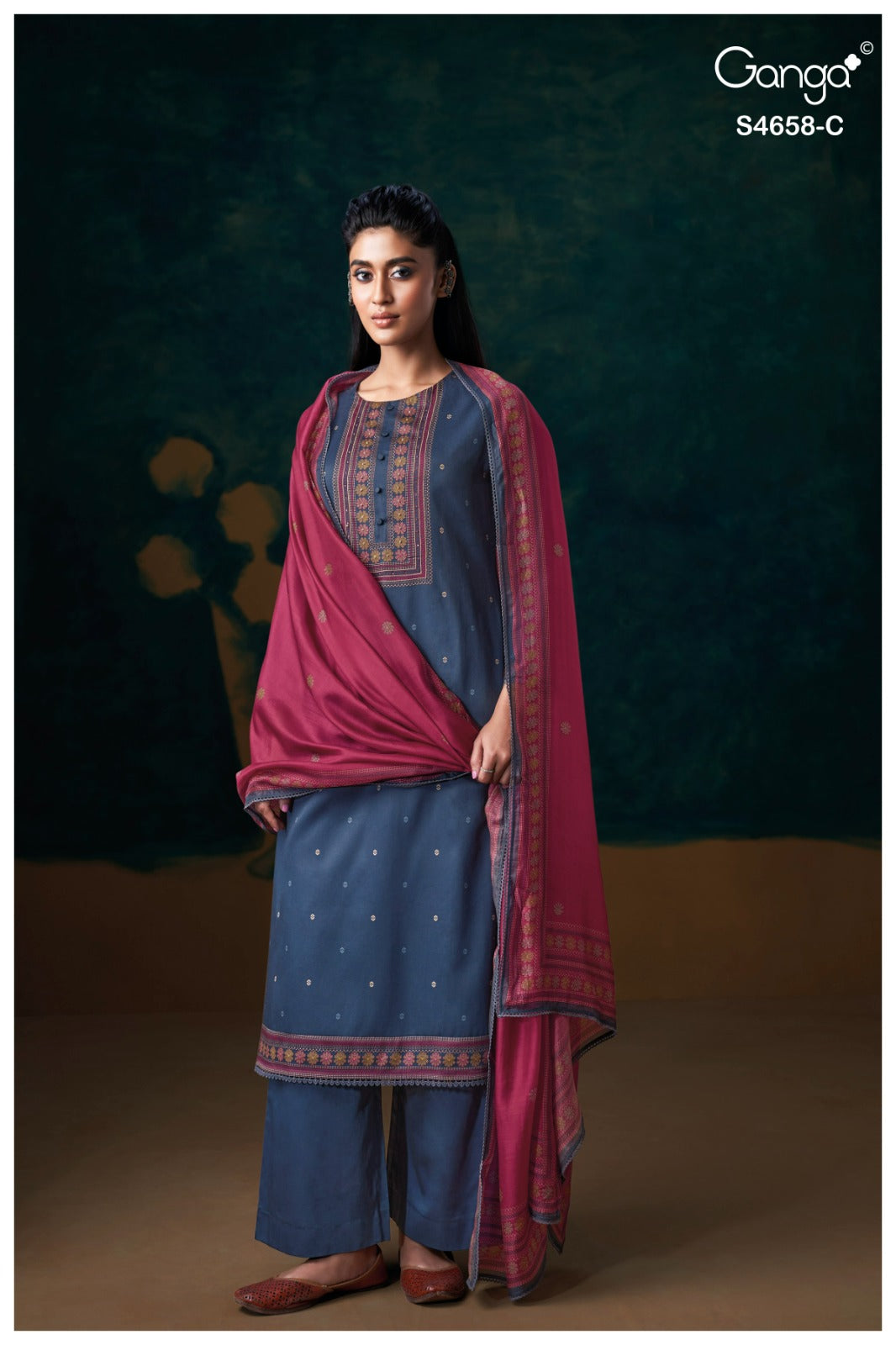 Venisha S4658 Ganga Cotton Satin Pant Style Suits Wholesaler