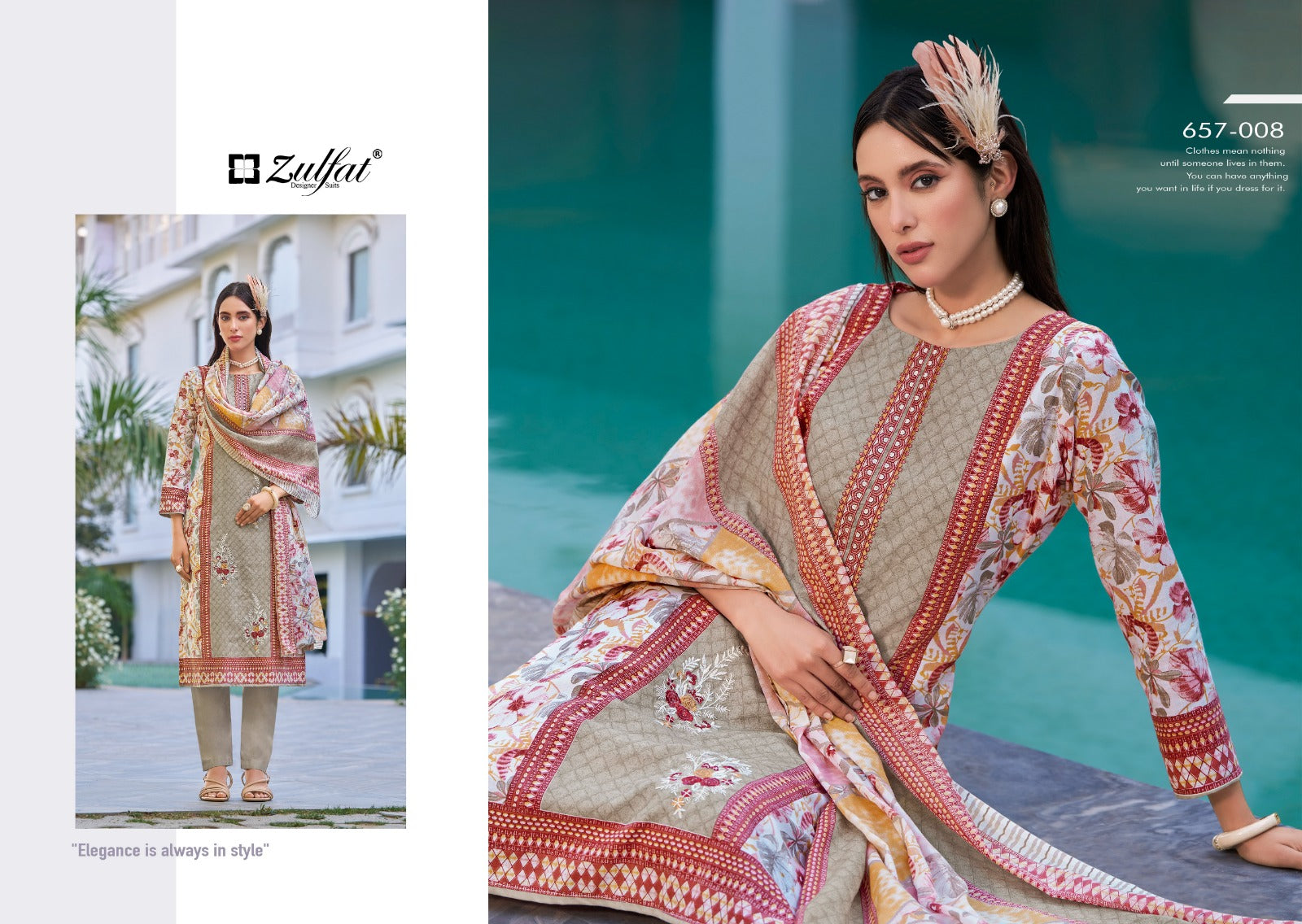 Venisha Zulfat Designer Pure Cotton Karachi Salwar Suits Exporter Ahmedabad