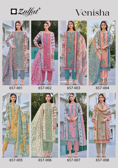 Venisha Zulfat Designer Pure Cotton Karachi Salwar Suits Exporter Ahmedabad