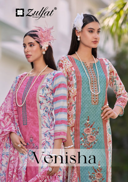 Venisha Zulfat Designer Pure Cotton Karachi Salwar Suits Exporter Ahmedabad