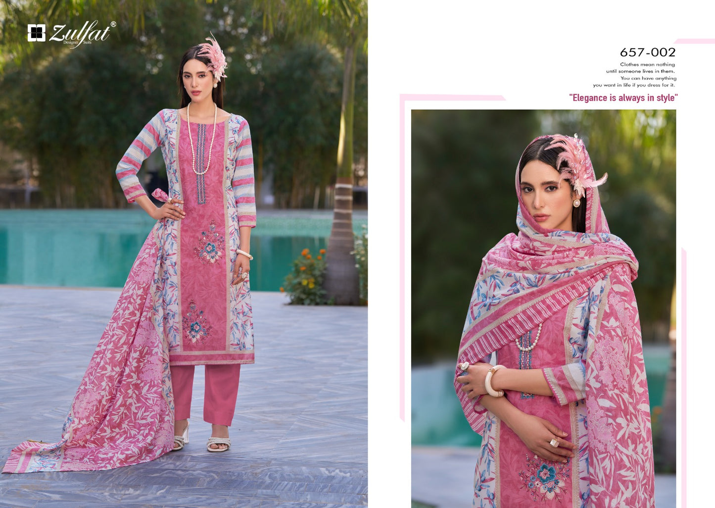 Venisha Zulfat Designer Pure Cotton Karachi Salwar Suits Exporter Ahmedabad