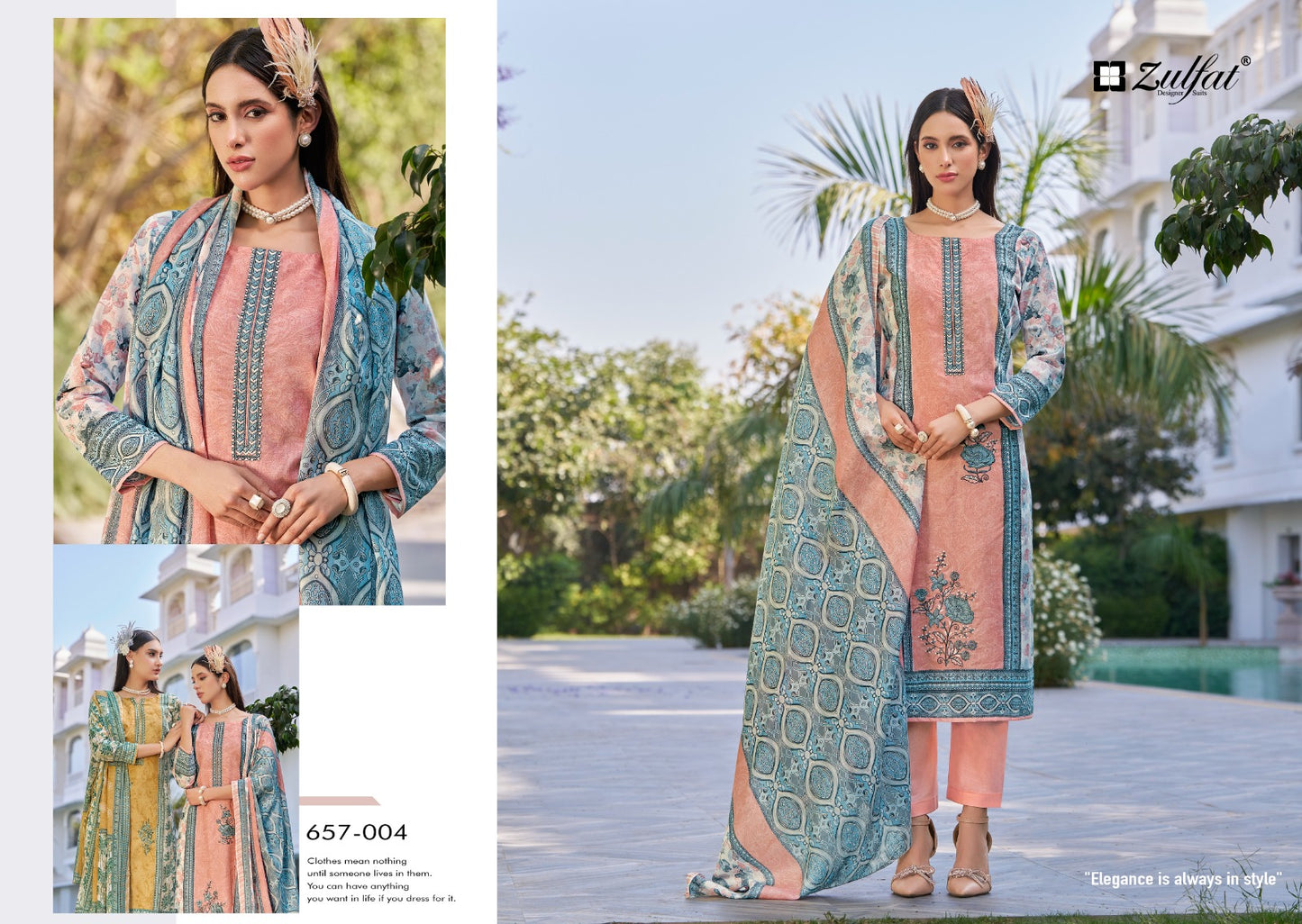 Venisha Zulfat Designer Pure Cotton Karachi Salwar Suits Exporter Ahmedabad