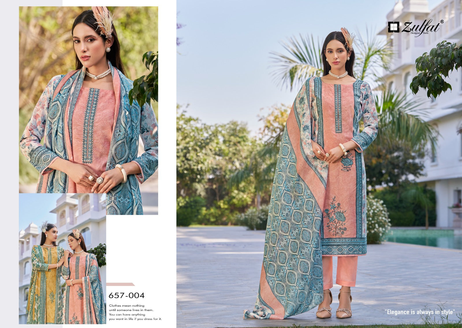 Venisha Zulfat Designer Pure Cotton Karachi Salwar Suits Exporter Ahmedabad